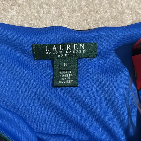 Lauren Ralph Lauren Multicolor Floral Ruched Faux Wrap Sleeveless Midi Dress-16 - Picture 7 of 8